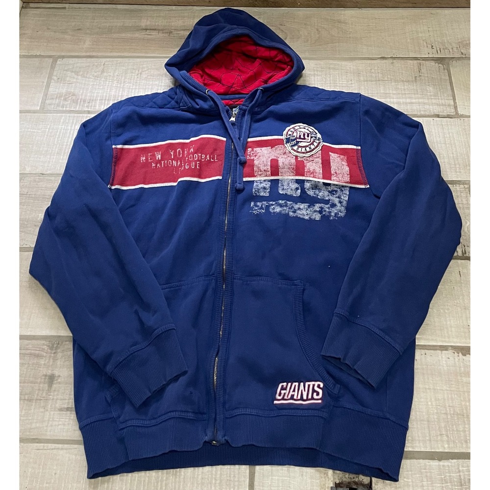 NFL New York Giants Hoodie Full‎ Zip Men's Blue Size XL Extra Large Quilted Blue